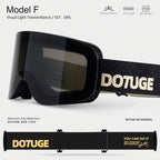 DOTUGE DGZ-12XS Ski Goggles with Italian REVO Coated Dual-Layer Anti-Fog Lens, UV400 Protection, Large Cylindrical Wide View, Compatible with Prescription Glasses, for Skiing and Snow Sports (B)