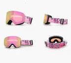 Kids Ski Goggles with Anti-Fog PC REVO Lens, UV400 Protection, Magnetic Quick-Change Lens, Compatible with Helmets & Eyeglasses, for Outdoor Snow Sports (OrangeRed)