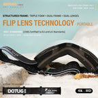 DOTUGE Magnetic Flip-Up Ski Goggles with Dual Frame Design, Anti-Fog HD Lens, Impact-Resistant TPU Frame, and Adjustable Strap for Winter Snow Sports (DreamPurple)