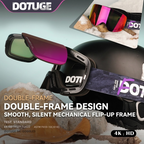 DOTUGE Magnetic Flip-Up Ski Goggles with Dual Frame Design, Anti-Fog HD Lens, Impact-Resistant TPU Frame, and Adjustable Strap for Winter Snow Sports (ObsidianBlack)