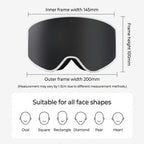 DOTUGE Magnetic Flip-Up Ski Goggles with Dual Frame Design, Anti-Fog HD Lens, Impact-Resistant TPU Frame, and Adjustable Strap for Winter Snow Sports (Rose)