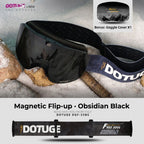 DOTUGE Magnetic Flip-Up Ski Goggles with Dual Frame Design, Anti-Fog HD Lens, Impact-Resistant TPU Frame, and Adjustable Strap for Winter Snow Sports (Rose)