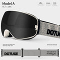 DOTUGE DGQ-D07 Magnetic Flip Ski Goggles with REVO Coated Dual-Layer Anti-Fog Spherical Lens, UV400 Protection, OTG Design, and Wide Field of View for Snow Sports (A)