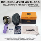 DOTUGE DGQ-D07 Magnetic Flip Ski Goggles with REVO Coated Dual-Layer Anti-Fog Spherical Lens, UV400 Protection, OTG Design, and Wide Field of View for Snow Sports (B)