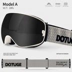DOTUGE DGQ-D07 Magnetic Flip Ski Goggles with REVO Coated Dual-Layer Anti-Fog Spherical Lens, UV400 Protection, OTG Design, and Wide Field of View for Snow Sports (C)