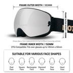 DOTUGE DGQ-D07 Magnetic Flip Ski Goggles with REVO Coated Dual-Layer Anti-Fog Spherical Lens, UV400 Protection, OTG Design, and Wide Field of View for Snow Sports (E)