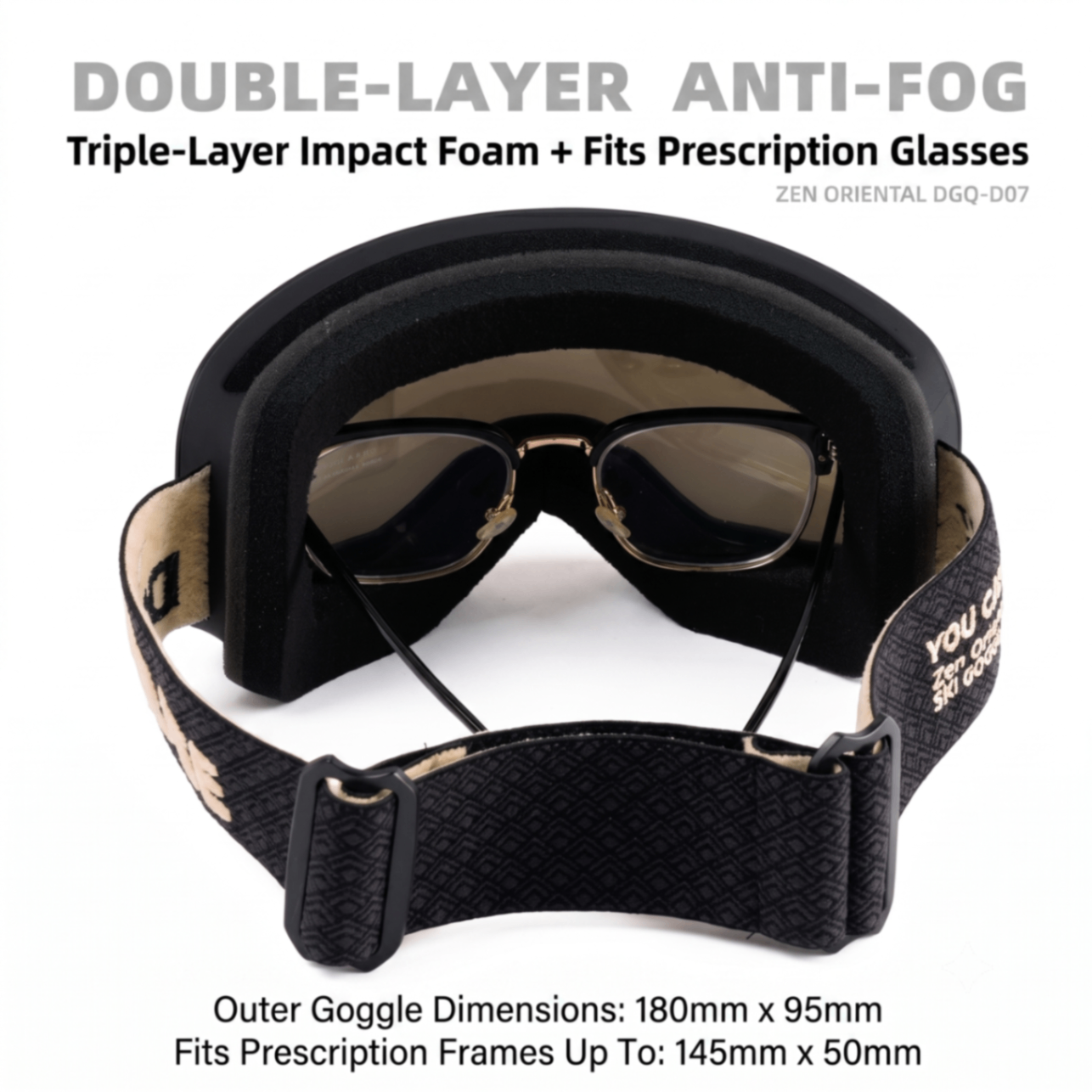 DOTUGE DGQ-D07 Magnetic Flip Ski Goggles with REVO Coated Dual-Layer Anti-Fog Spherical Lens, UV400 Protection, OTG Design, and Wide Field of View for Snow Sports (E)