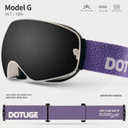 DOTUGE DGQ-D07 Magnetic Flip Ski Goggles with REVO Coated Dual-Layer Anti-Fog Spherical Lens, UV400 Protection, OTG Design, and Wide Field of View for Snow Sports (E)