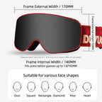 DOTUGE Kids Snow Goggles with Magnetic Flip Design, Anti-Fog HD Lens & UV400 Protection, Compatible with Prescription Glasses, Ideal for Skiing, Snowboarding, and Winter Outdoor Adventures (C)
