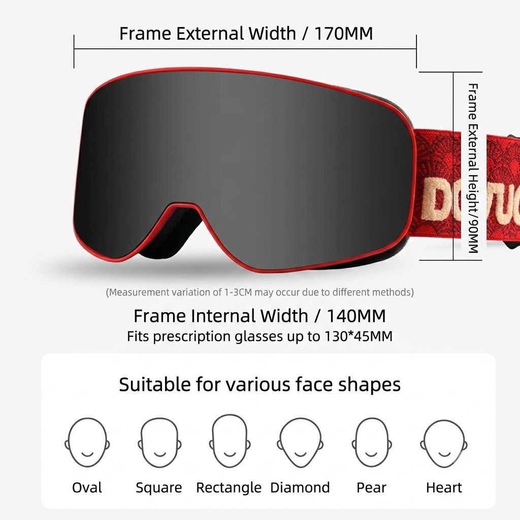 DOTUGE Kids Snow Goggles with Magnetic Flip Design, Anti-Fog HD Lens & UV400 Protection, Compatible with Prescription Glasses, Ideal for Skiing, Snowboarding, and Winter Outdoor Adventures (E)