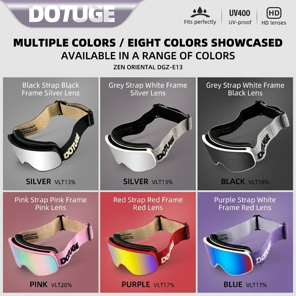 DOTUGE Kids Snow Goggles with Magnetic Flip Design, Anti-Fog HD Lens & UV400 Protection, Compatible with Prescription Glasses, Ideal for Skiing, Snowboarding, and Winter Outdoor Adventures (E)