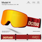DOTUGE Kids Snow Goggles with Magnetic Flip Design, Anti-Fog HD Lens & UV400 Protection, Compatible with Prescription Glasses, Ideal for Skiing, Snowboarding, and Winter Outdoor Adventures (F)