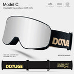 DOTUGE Kids Snow Goggles with Magnetic Flip Design, Anti-Fog HD Lens & UV400 Protection, Compatible with Prescription Glasses, Ideal for Skiing, Snowboarding, and Winter Outdoor Adventures (F)