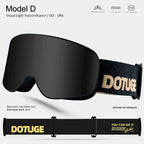 DOTUGE Kids Snow Goggles with Magnetic Flip Design, Anti-Fog HD Lens & UV400 Protection, Compatible with Prescription Glasses, Ideal for Skiing, Snowboarding, and Winter Outdoor Adventures (H)