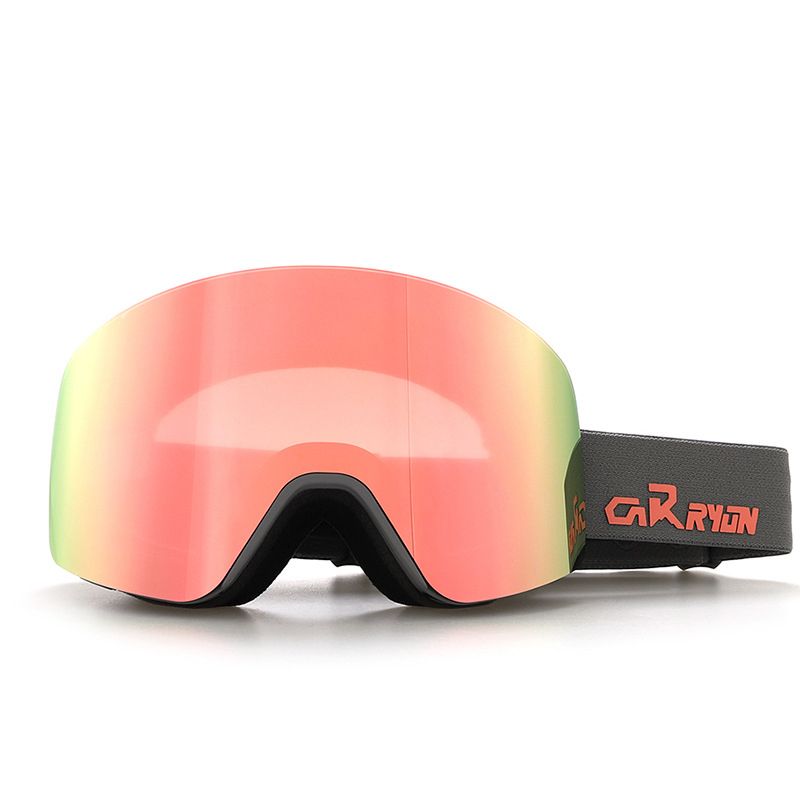 Cylindrical Snow Goggles with Anti-Fog Dual-Layer PC Lens, Impact-Resistant TPU Frame, and Adjustable Silicone-Grip Strap for Skiing, Snowboarding, and Mountaineering in Sunny Conditions (Grey)