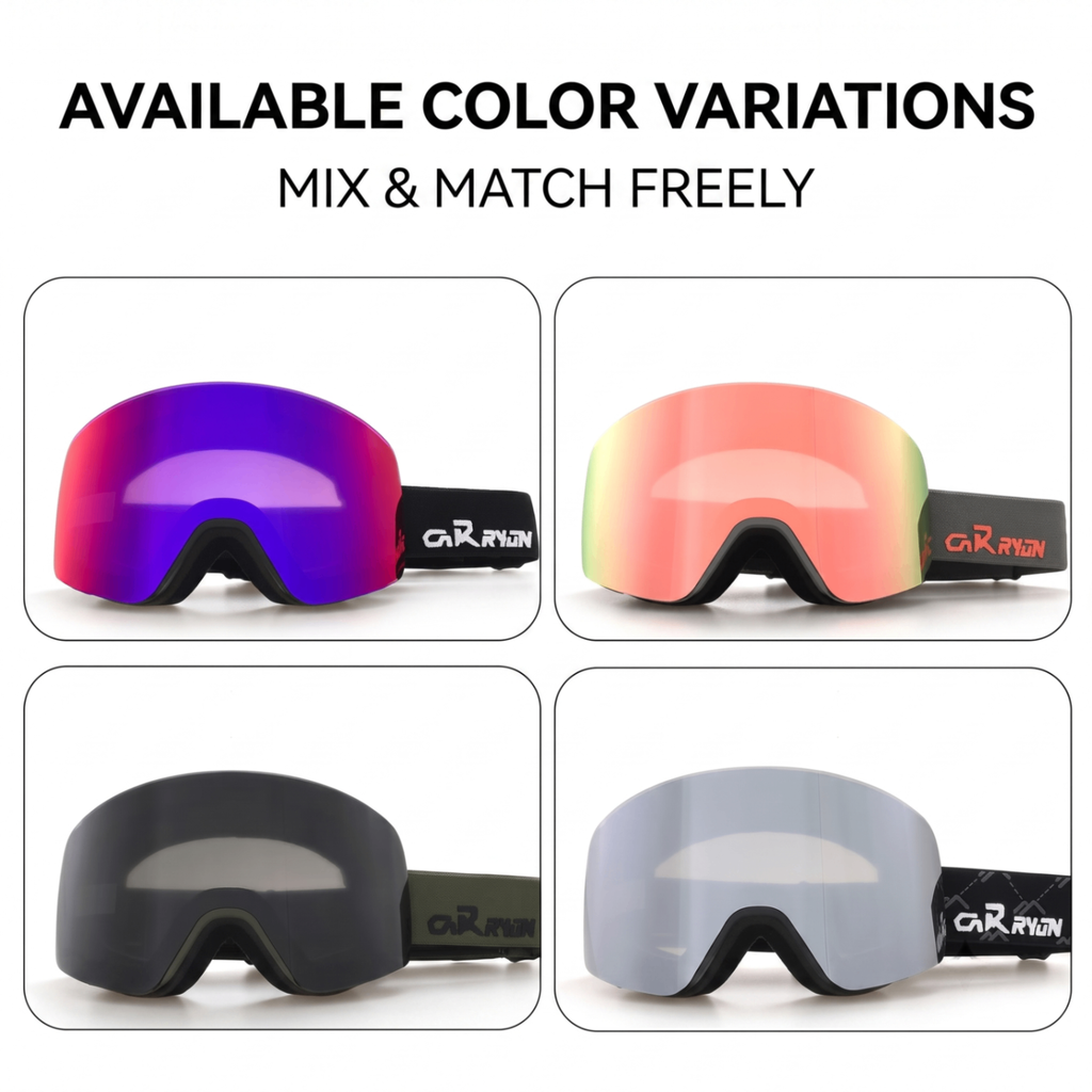 Cylindrical Snow Goggles with Anti-Fog Dual-Layer PC Lens, Impact-Resistant TPU Frame, and Adjustable Silicone-Grip Strap for Skiing, Snowboarding, and Mountaineering in Sunny Conditions (Purple)
