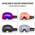 Cylindrical Snow Goggles with Anti-Fog Dual-Layer PC Lens, Impact-Resistant TPU Frame, and Adjustable Silicone-Grip Strap for Skiing, Snowboarding, and Mountaineering in Sunny Conditions (Purple)