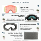 Cylindrical Snow Goggles with Anti-Fog Dual-Layer PC Lens, Impact-Resistant TPU Frame, and Adjustable Silicone-Grip Strap for Skiing, Snowboarding, and Mountaineering in Sunny Conditions (Purple)