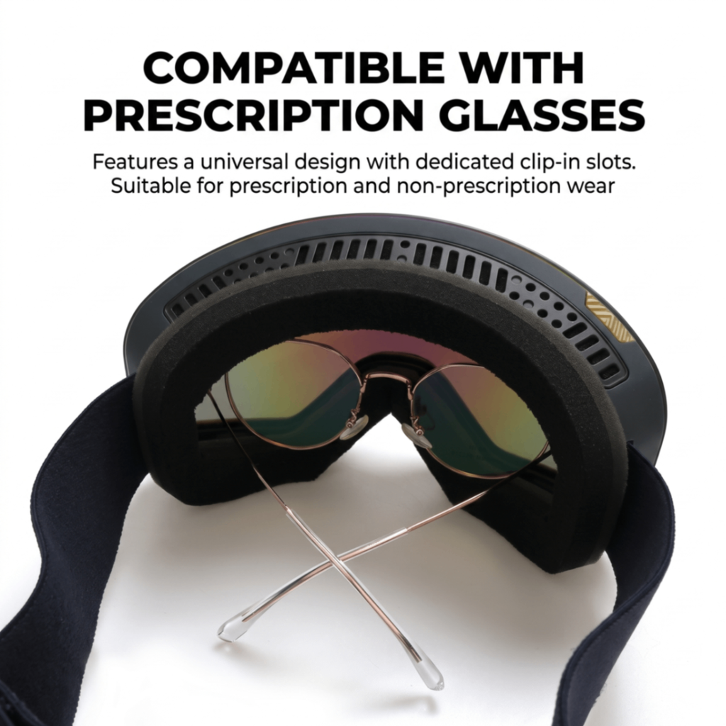 New Magnetic Ski Goggles with Cylindrical Lens, Anti-Fog Snow Glasses for Outdoor Skiing, Snowboarding, and Mountaineering – Universal Fit for Men, Women, and Youth (PinkYellow)