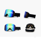 New Magnetic Ski Goggles with Cylindrical Lens, Anti-Fog Snow Glasses for Outdoor Skiing, Snowboarding, and Mountaineering – Universal Fit for Men, Women, and Youth (PinkYellow)
