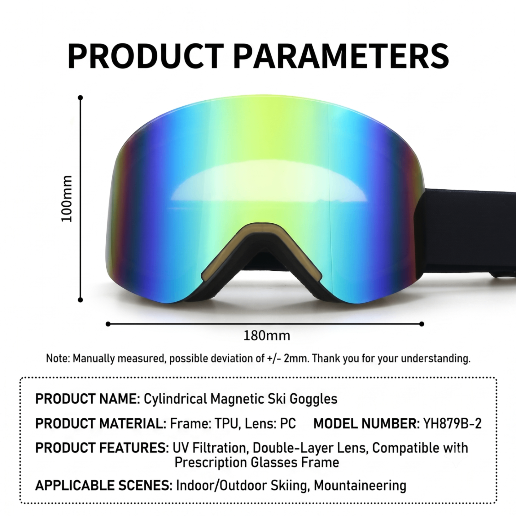 New Magnetic Ski Goggles with Cylindrical Lens, Anti-Fog Snow Glasses for Outdoor Skiing, Snowboarding, and Mountaineering – Universal Fit for Men, Women, and Youth (Purple)