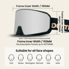 DOTUGE DGZ-Z11 Ski Goggles with Italian REVO Coating, Anti-Fog Dual-Layer HD Lens, UV400 Protection, Cylindrical Design for Skiing, Snowboarding, and Winter Outdoor Sports (A)