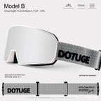 DOTUGE DGZ-Z11 Ski Goggles with Italian REVO Coating, Anti-Fog Dual-Layer HD Lens, UV400 Protection, Cylindrical Design for Skiing, Snowboarding, and Winter Outdoor Sports (A)