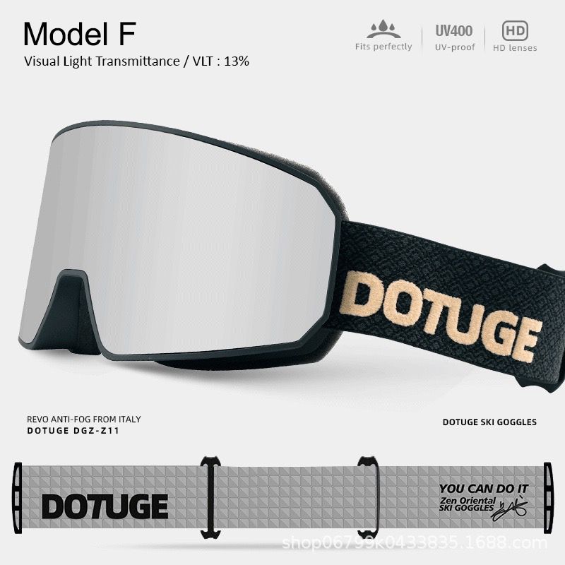 DOTUGE DGZ-Z11 Ski Goggles with Italian REVO Coating, Anti-Fog Dual-Layer HD Lens, UV400 Protection, Cylindrical Design for Skiing, Snowboarding, and Winter Outdoor Sports (B)