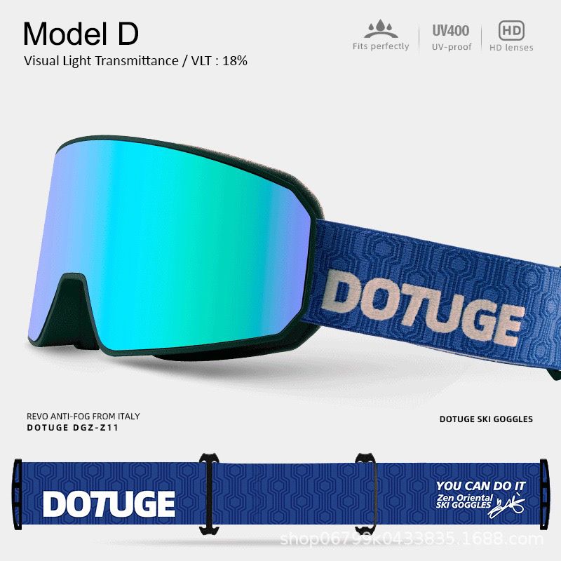 DOTUGE DGZ-Z11 Ski Goggles with Italian REVO Coating, Anti-Fog Dual-Layer HD Lens, UV400 Protection, Cylindrical Design for Skiing, Snowboarding, and Winter Outdoor Sports (C)