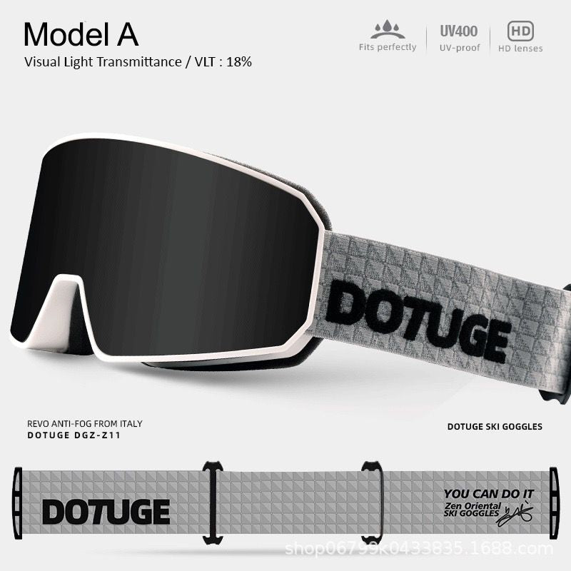 DOTUGE DGZ-Z11 Ski Goggles with Italian REVO Coating, Anti-Fog Dual-Layer HD Lens, UV400 Protection, Cylindrical Design for Skiing, Snowboarding, and Winter Outdoor Sports (C)