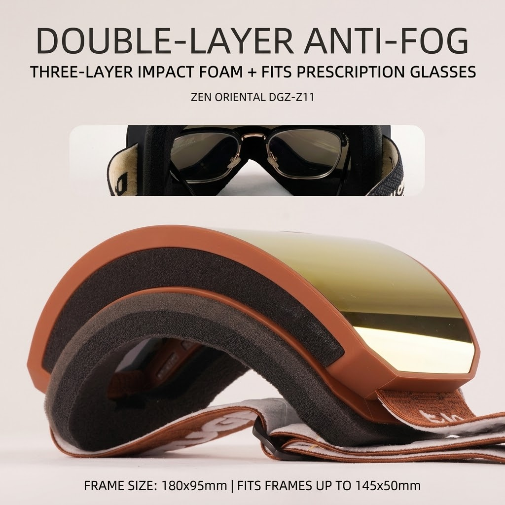DOTUGE DGZ-Z11 Ski Goggles with Italian REVO Coating, Anti-Fog Dual-Layer HD Lens, UV400 Protection, Cylindrical Design for Skiing, Snowboarding, and Winter Outdoor Sports (D)