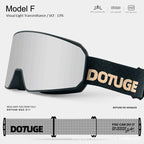 DOTUGE DGZ-Z11 Ski Goggles with Italian REVO Coating, Anti-Fog Dual-Layer HD Lens, UV400 Protection, Cylindrical Design for Skiing, Snowboarding, and Winter Outdoor Sports (D)