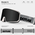 DOTUGE DGZ-Z11 Ski Goggles with Italian REVO Coating, Anti-Fog Dual-Layer HD Lens, UV400 Protection, Cylindrical Design for Skiing, Snowboarding, and Winter Outdoor Sports (E)