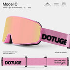 DOTUGE DGZ-Z11 Ski Goggles with Italian REVO Coating, Anti-Fog Dual-Layer HD Lens, UV400 Protection, Cylindrical Design for Skiing, Snowboarding, and Winter Outdoor Sports (F)