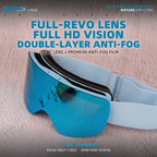 Magnetic Flip-Up Ski Goggles with Anti-Fog Cylindrical Lens for Snow Sports, Winter Hiking, and Mountain Climbing – Unisex Design for Clear Vision and Impact Protection (C)