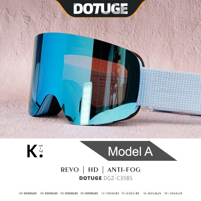 Magnetic Flip-Up Ski Goggles with Anti-Fog Cylindrical Lens for Snow Sports, Winter Hiking, and Mountain Climbing – Unisex Design for Clear Vision and Impact Protection (C)