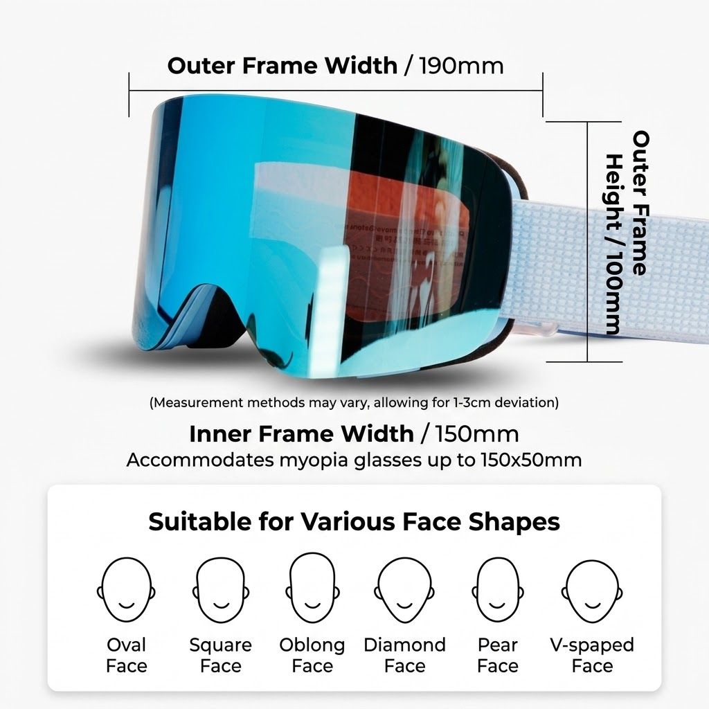 Magnetic Flip-Up Ski Goggles with Anti-Fog Cylindrical Lens for Snow Sports, Winter Hiking, and Mountain Climbing – Unisex Design for Clear Vision and Impact Protection (D)