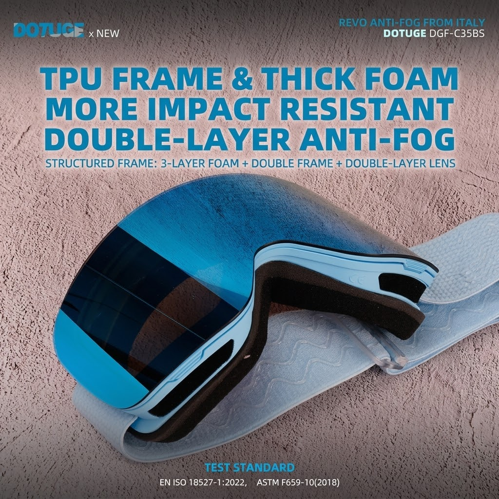 Magnetic Flip-Up Ski Goggles with Anti-Fog Cylindrical Lens for Snow Sports, Winter Hiking, and Mountain Climbing – Unisex Design for Clear Vision and Impact Protection (F)