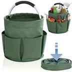 Foldable Carry-All Tote with Handle and Multiple Pockets – Portable Collapsible Laundry Basket for Outdoor Travel, Camping, Picnic, Beach, and Home Organization (DarkGreen)