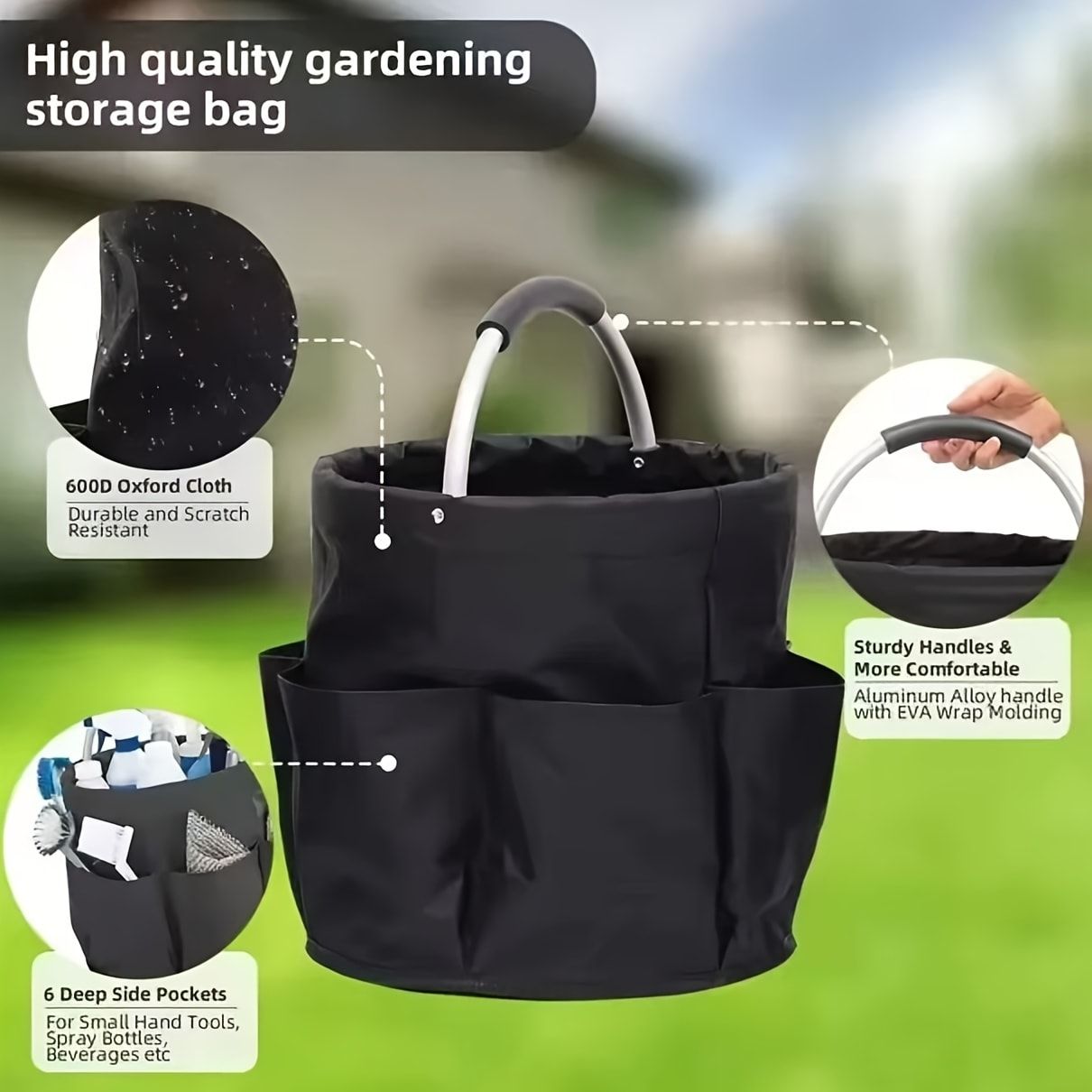 Foldable Carry-All Tote with Handle and Multiple Pockets – Portable Collapsible Laundry Basket for Outdoor Travel, Camping, Picnic, Beach, and Home Organization (Grey)