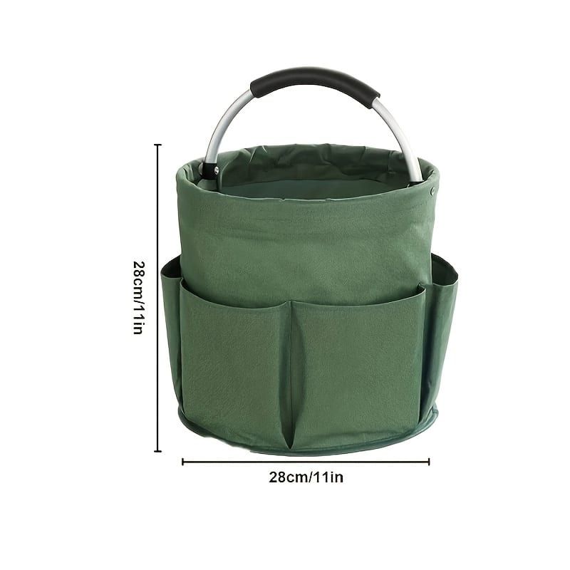 Foldable Carry-All Tote with Handle and Multiple Pockets – Portable Collapsible Laundry Basket for Outdoor Travel, Camping, Picnic, Beach, and Home Organization (Grey)