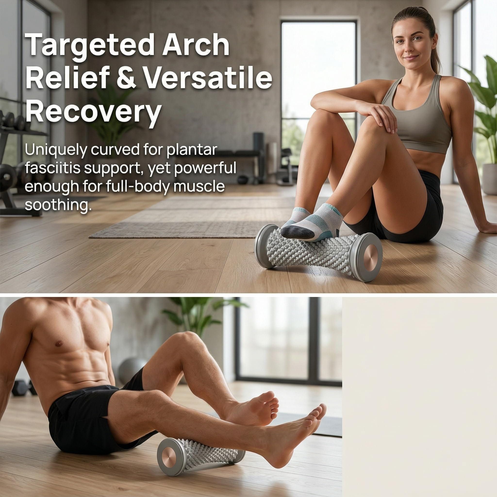 Foot Massager Roller for Plantar Fasciitis Relief - Home Muscle Recovery Tool with Acupressure Nodes, Versatile for Full-Body Soothing After Workouts or Long Days on Feet (Purple)