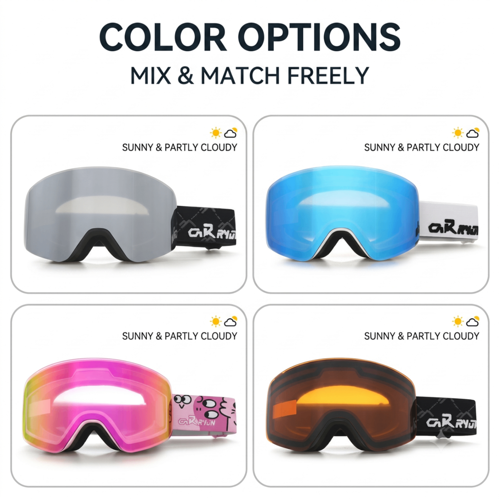 Kids Snow Goggles with Large Cylindrical Lens, Anti-Fog & UV Protection, Compatible with Prescription Glasses, for Outdoor Skiing and Mountaineering Adventures (Blue)