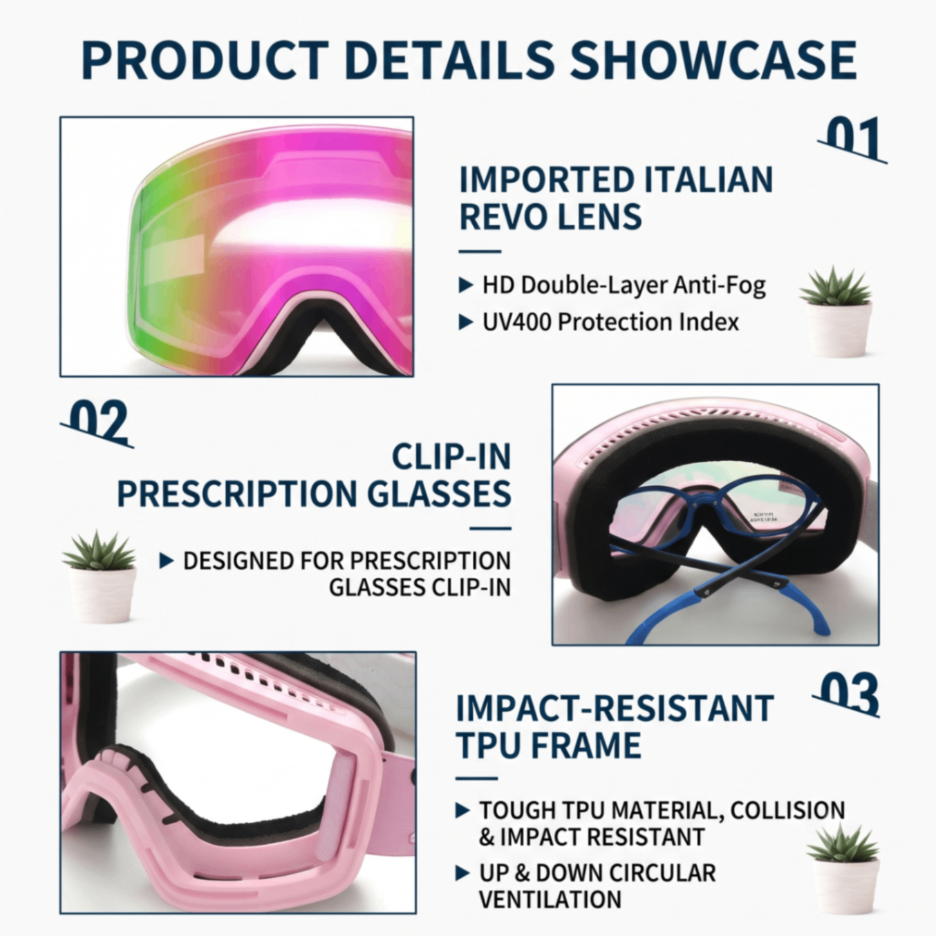 Kids Snow Goggles with Large Cylindrical Lens, Anti-Fog & UV Protection, Compatible with Prescription Glasses, for Outdoor Skiing and Mountaineering Adventures (Grey)