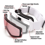 Kids Snow Goggles with Dual Layer Anti-Fog Cylindrical Lenses, TPU Frame and Adjustable Strap for Skiing, Snowboarding, Cycling and Outdoor Mountaineering (Blue)