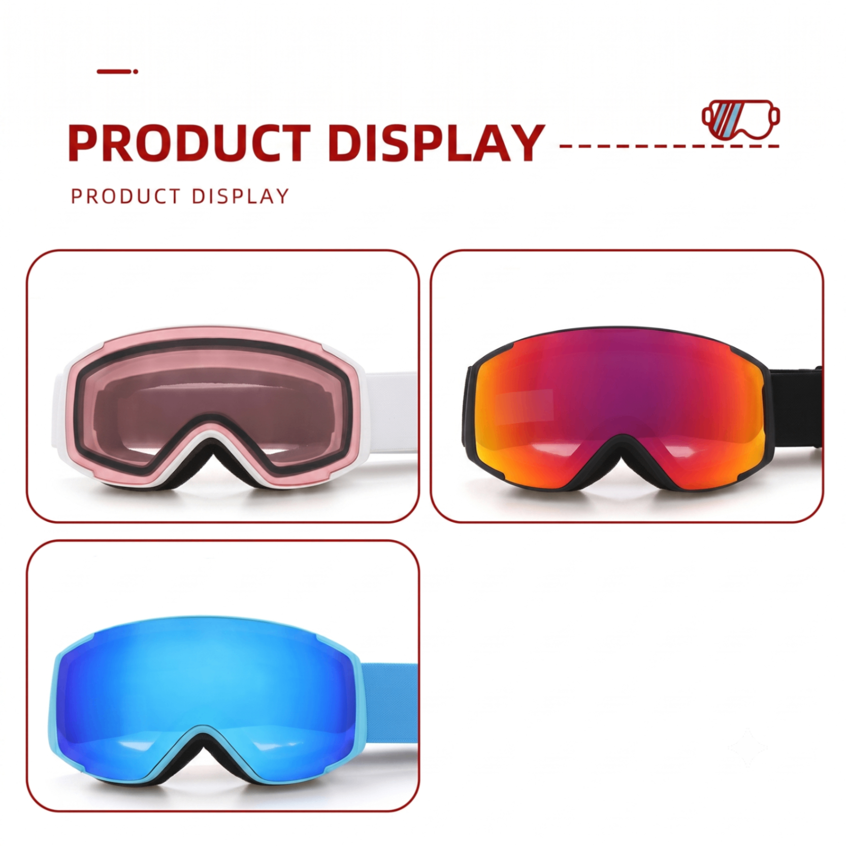 Kids Snow Goggles with Dual Layer Anti-Fog Cylindrical Lenses, TPU Frame and Adjustable Strap for Skiing, Snowboarding, Cycling and Outdoor Mountaineering (Blue)