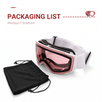 Kids Snow Goggles with Dual Layer Anti-Fog Cylindrical Lenses, TPU Frame and Adjustable Strap for Skiing, Snowboarding, Cycling and Outdoor Mountaineering (Pink)