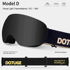 Magnetic Ski Goggles with HD Anti-Fog Spherical Lens, UV400 Protection for Snow Sports, Compatible with Eyewear, Ideal for Skiing and Mountain Climbing (B)