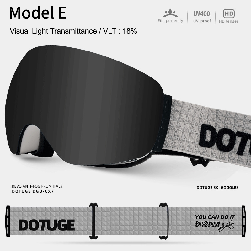 Magnetic Ski Goggles with HD Anti-Fog Spherical Lens, UV400 Protection for Snow Sports, Compatible with Eyewear, Ideal for Skiing and Mountain Climbing (B)