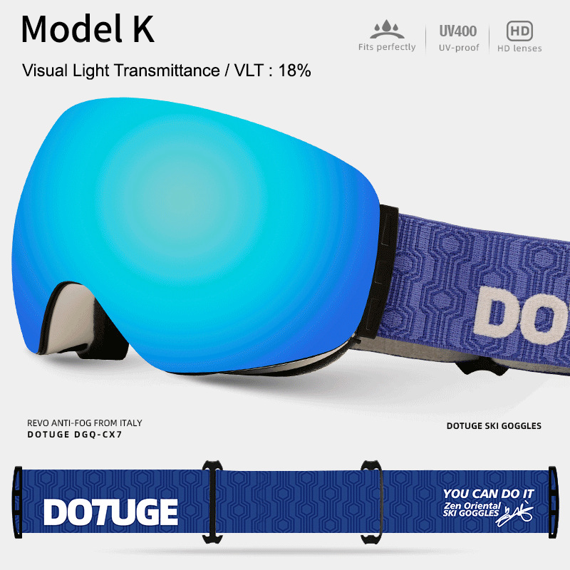Magnetic Ski Goggles with HD Anti-Fog Spherical Lens, UV400 Protection for Snow Sports, Compatible with Eyewear, Ideal for Skiing and Mountain Climbing (D)